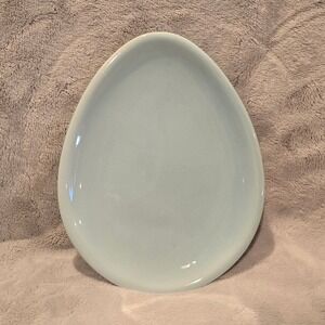 IQ Accessories Light‎ Blue Egg Shaped Ceramic Plate Easter Spring Serving Dish